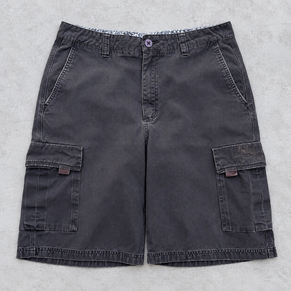 Quiksilver y2k Faded Brown Cotton Cargo Shorts Size 34 Skater Gorpcore